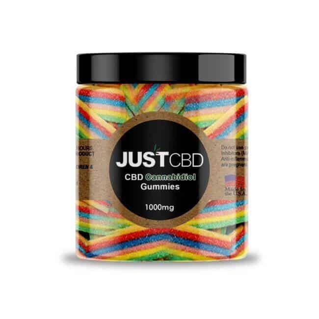 JustCBD CBD Gummies rainbow ribbons